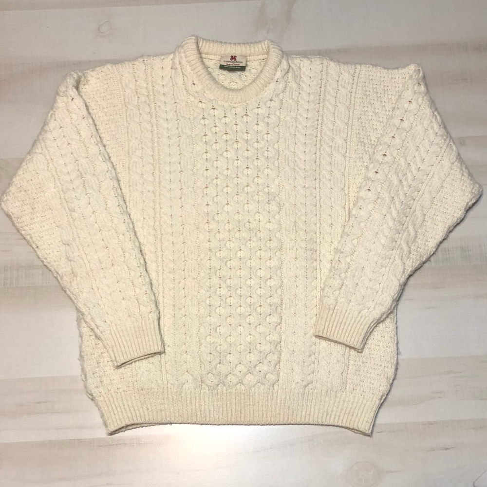 Carriag Donn Fisherman Knit Sweater 100% Merino Wool made in Ireland